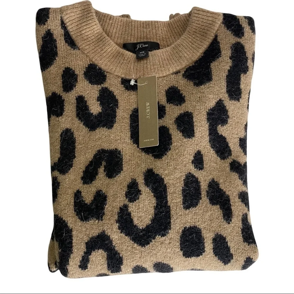 NWT J. Crew Leopard Print Sweater. Size XS